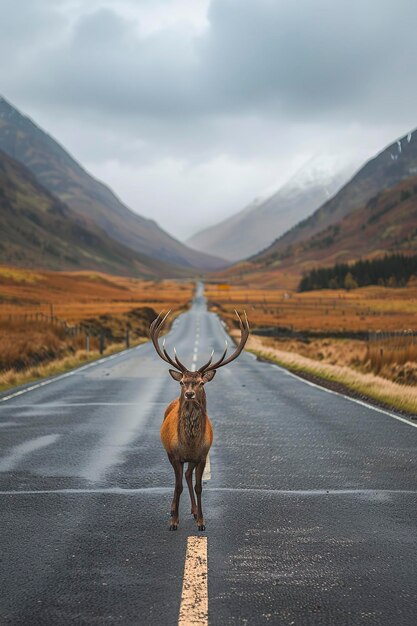 Deer Standing in Middle of Road