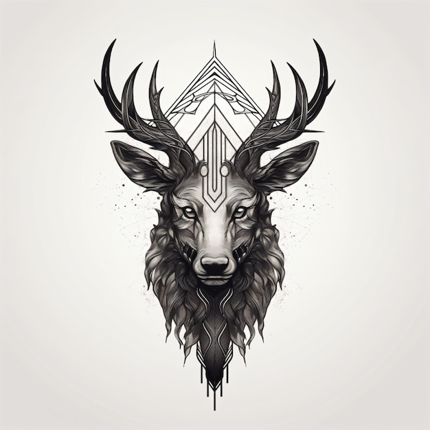 a deer tattoo with a geometric design