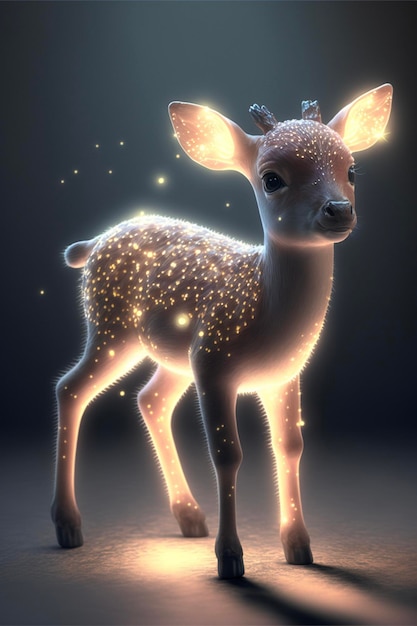 Deer that is standing in the dark generative ai