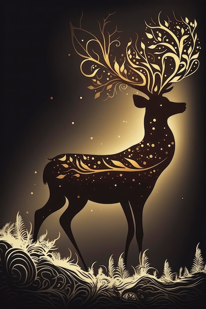 鹿のクリスマスの背景をベクトルします。
