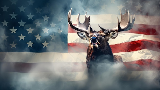 Deer voor de Amerikaanse vlag