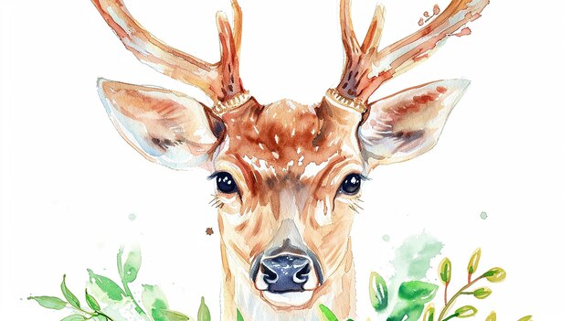 Deer watercolor illustration for poster wallpaper