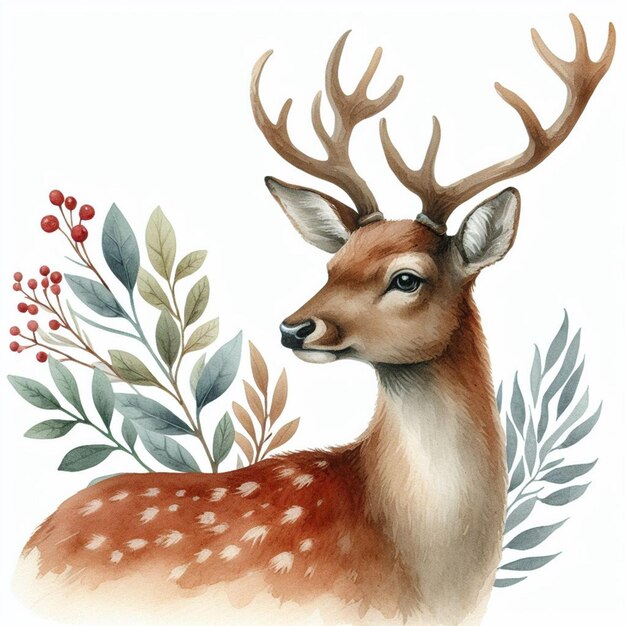 Foto deer waterverf illustratie