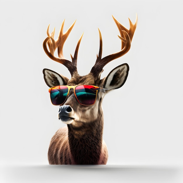 太陽眼鏡をかぶった鹿