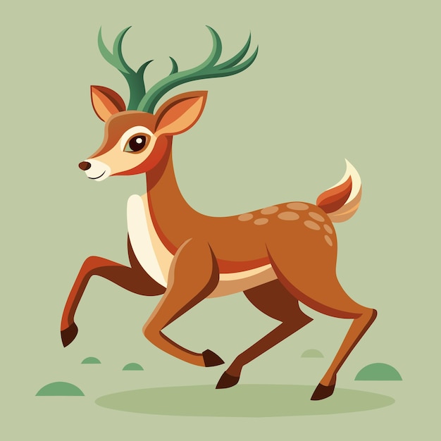 a deer with antlers running in the grass