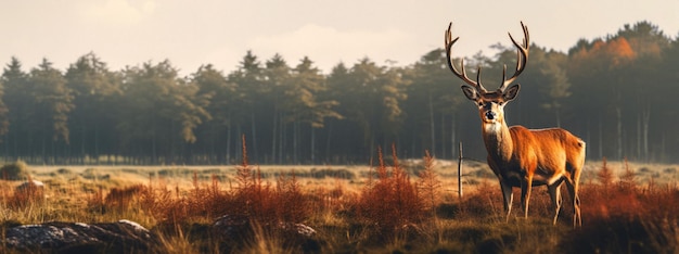 Foto cervo con corna in natura ai generativa