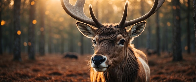 A deer with big antlers in its natural habitat wildlife concept