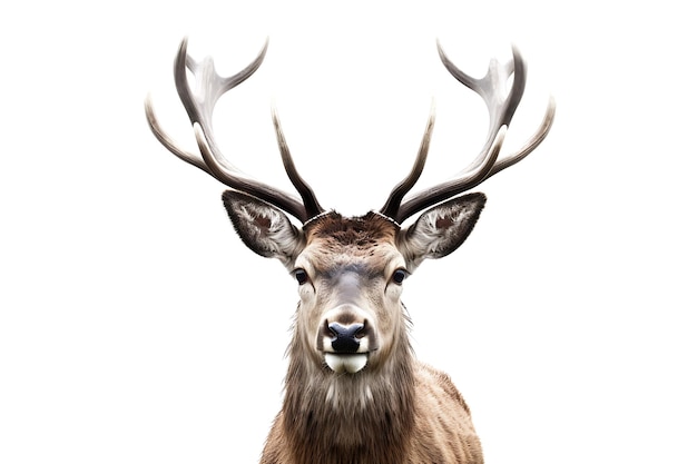 Photo a deer with big horns on a white background