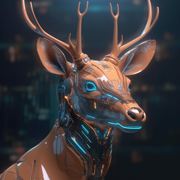 A deer with blue eyes and a blue eyes