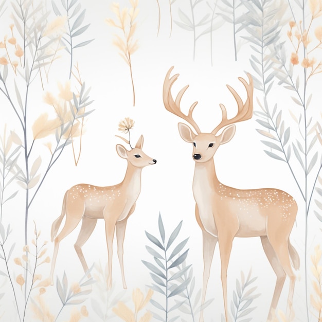Deer with flower on background