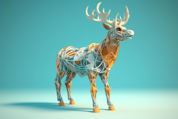 A deer with geometric shapes and a blue background