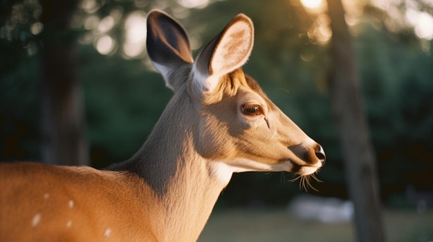 A deer with large ears and a big ear