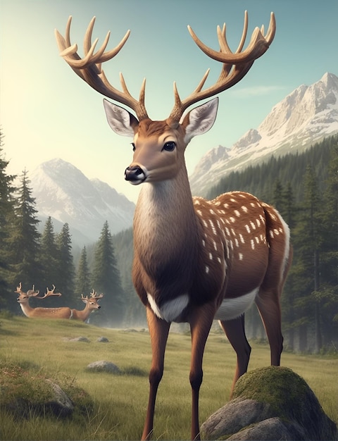 deer with nature background