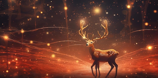 a deer with a star in the sky