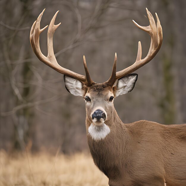 Photo a deer with a white patch on its face is standing in a field