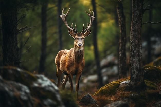deer in the woods by person