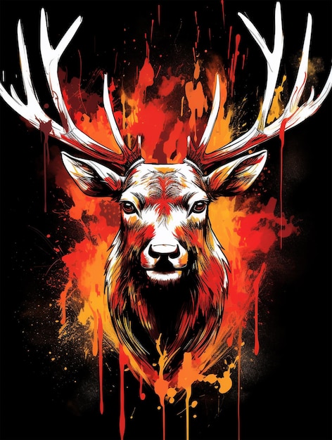 Deer in yellow orange and red colors generated by AI