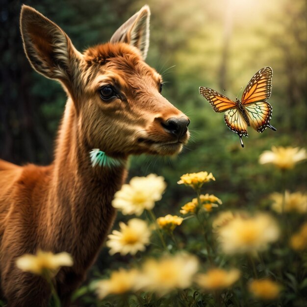 Photo deers in the reserve