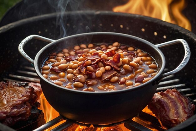 デフォルト_A_Bubbling_pot_of_BBQ_beans_simmering_over_an_open_fla_6 2jpg