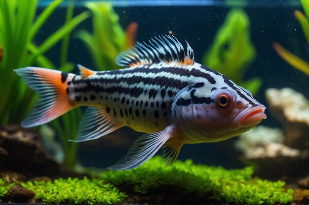 Default Colorful corydoras catfish in a planted tank