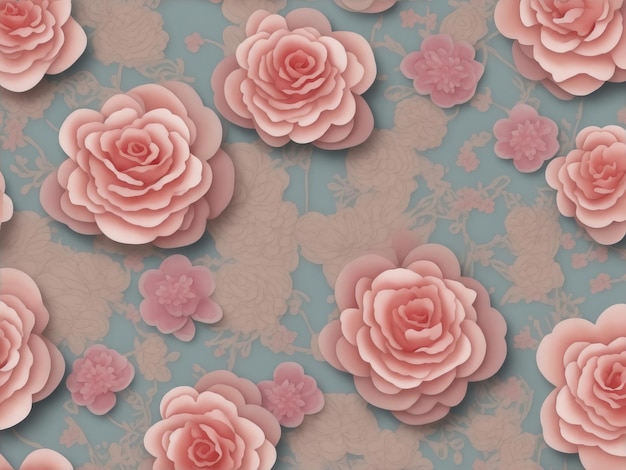 Photo default_design_a_soft_and_dreamy_pattern_with_3d_flowers