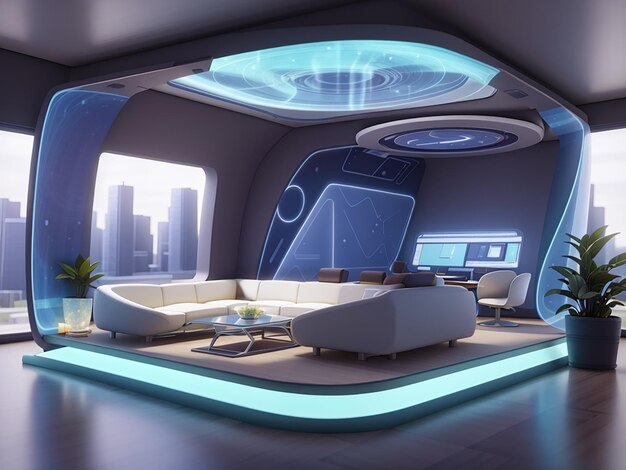 Photo default innovative hologram interior design concept by visional