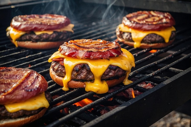 Default_Juicy_burgers_cooking_on_the_grill_topped_with_melted_7 1jpg