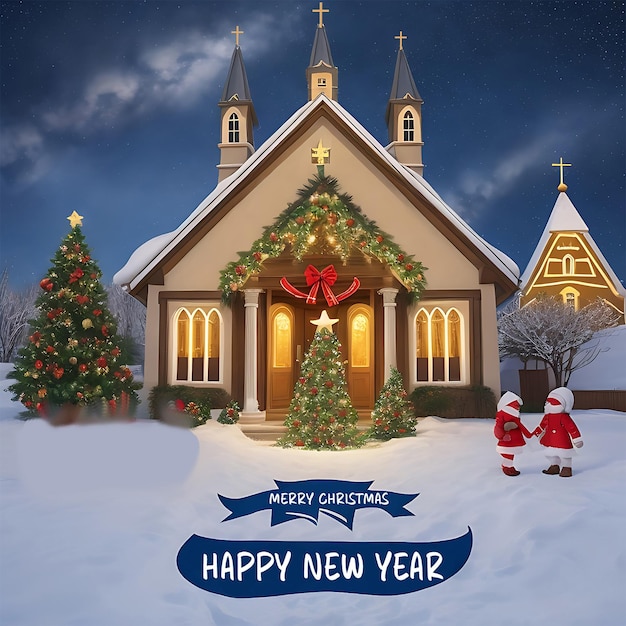 Default merry Christmas and happy new year design 4k colors