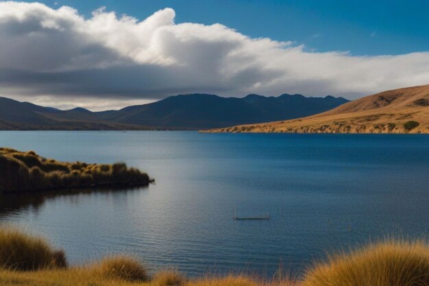 Photo default titicaca lake peru and a boat in the water