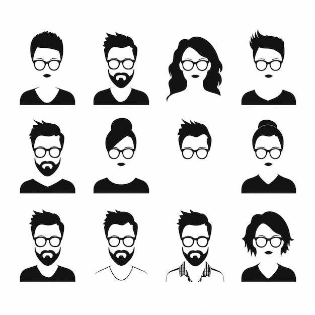 Photo a default user portrait vector illustration flat vector designs set black and white isolated on