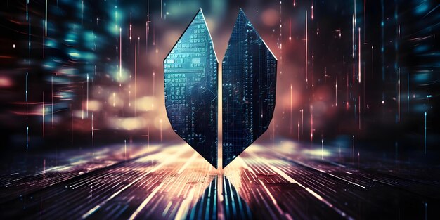 defending against cyber threats binary code shielded by data stream background concept cybersecurity binary code data protection data privacy defense strategies