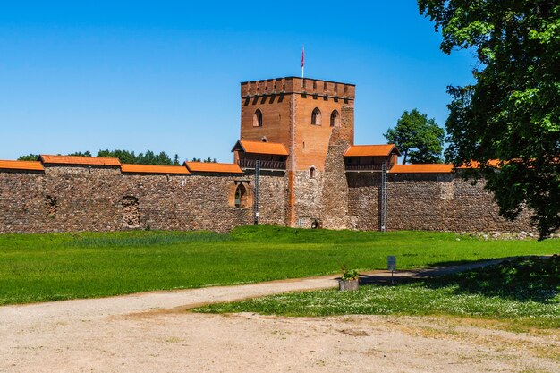 Defensive Wall of Medieval Castle Medininkai, Lithuania.