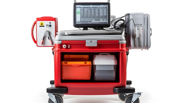 Defibrillator and medical cart an emergency carecentric display