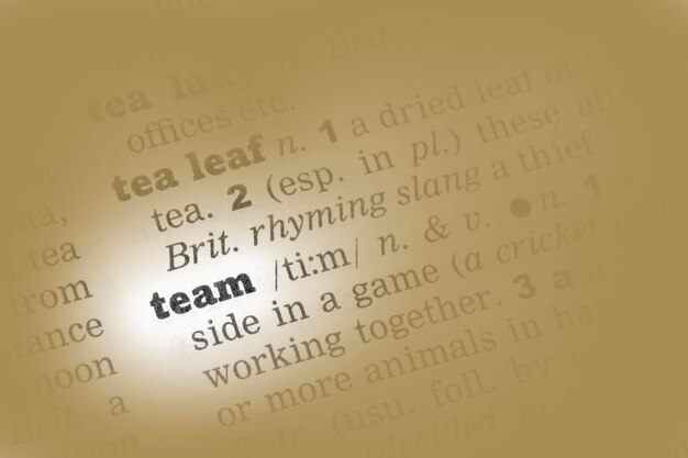 Definitie van teamwoordenboek