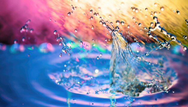 Defocus blurred transparent colorful water splash