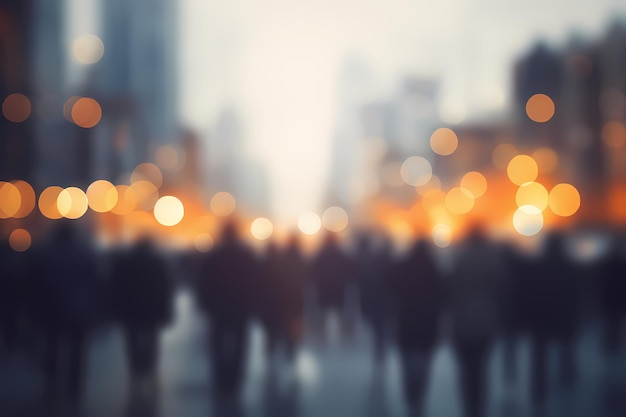 defocused back view of a crowd of people out of focus Abstract web design background bokeh ball