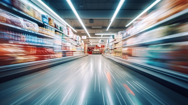 Defocused Blurred Supermarket Interior Background