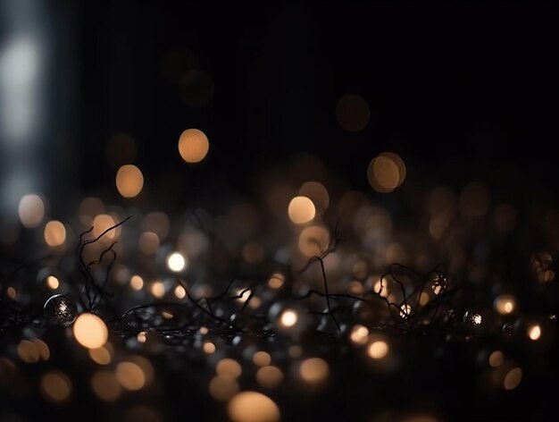 Photo defocused bokeh lights on black background