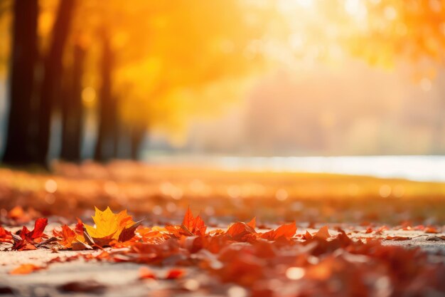 Defocused colorful bright autumn ultra wide panoramic background