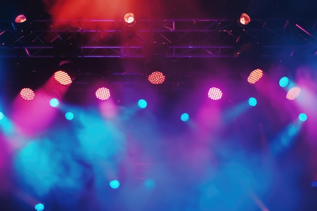 Defocused entertainment concert lighting on stage blurred disco party