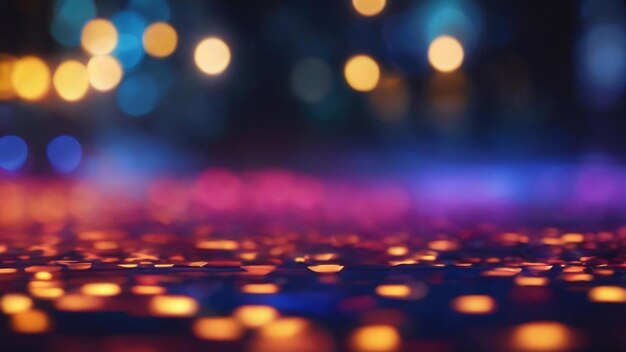 Defocused glow overlay bokeh light neon blue dark