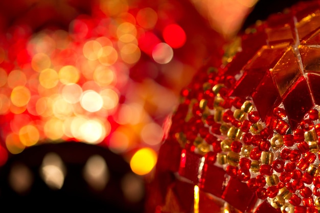 Photo defocused image of firework display at night