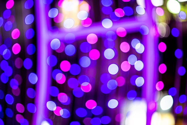 Defocused image of illuminated lights at night