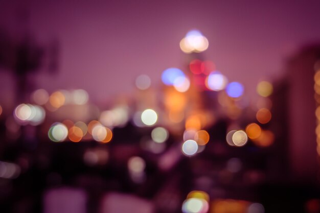 Defocused image of illuminated lights at night