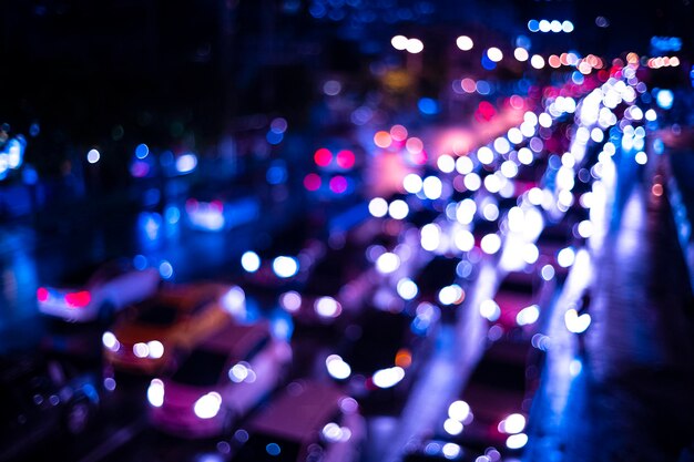 Photo defocused image of illuminated lights at night