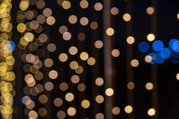 Defocused image of illuminated lights at night