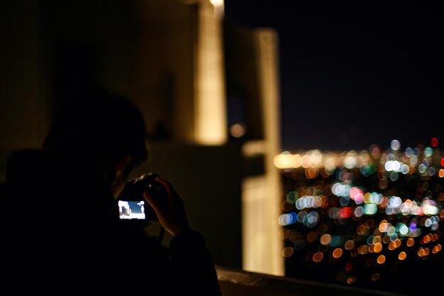 Foto immagine sfocata di luci illuminate di notte