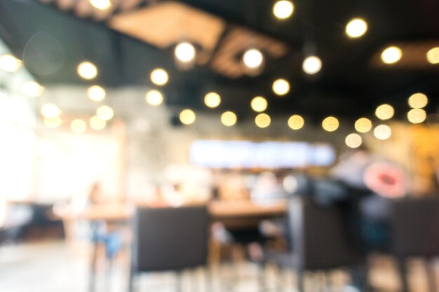 Defocused image of illuminated restaurant