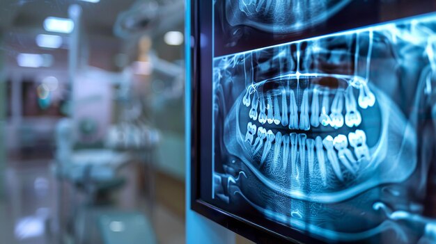 Photo defocused image of a panoramic dental xray on a mo ai generated illustration