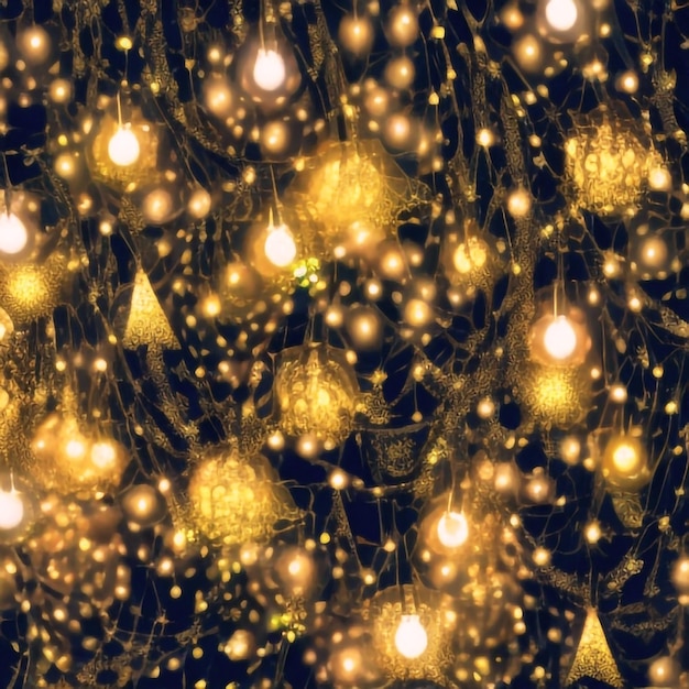 Фото Расфокусированное изображение с освещенными рождественскими огнями в ночь